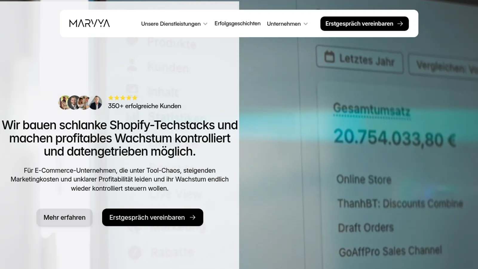 Screenshot of the Marvya GmbH homepage
