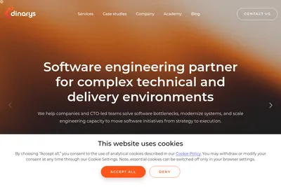 Screenshot of the Dinarys GmbH homepage