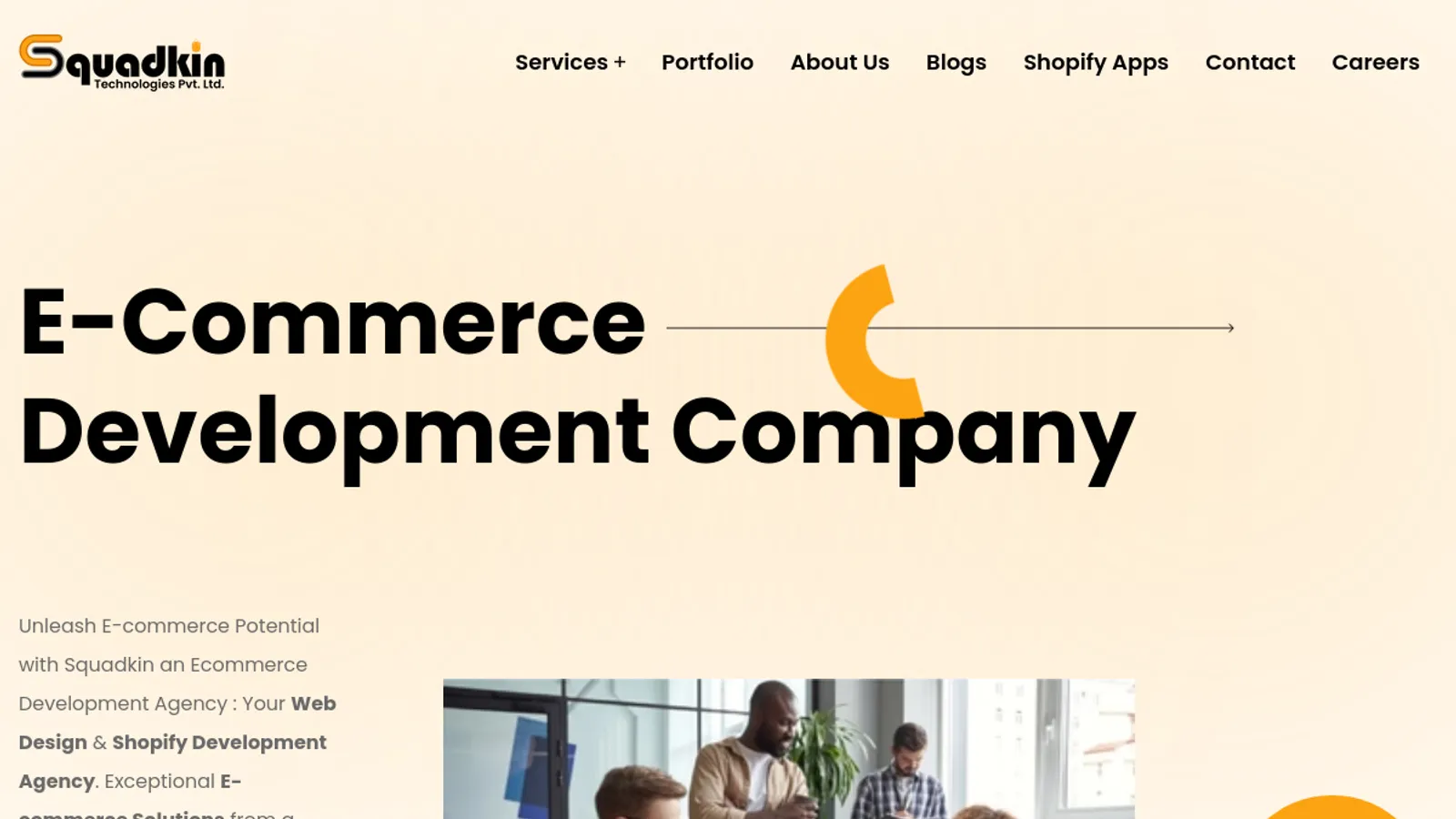 Screenshot of the Squadkin Technologies Pvt Ltd homepage