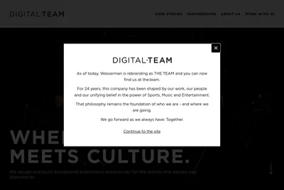 Screenshot of the Wasserman Digital homepage