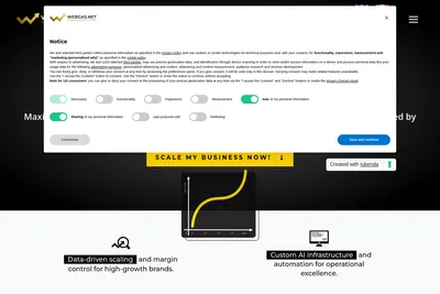 Screenshot of the Webgas.net homepage