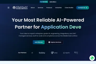 Screenshot of the Techies Infotech homepage