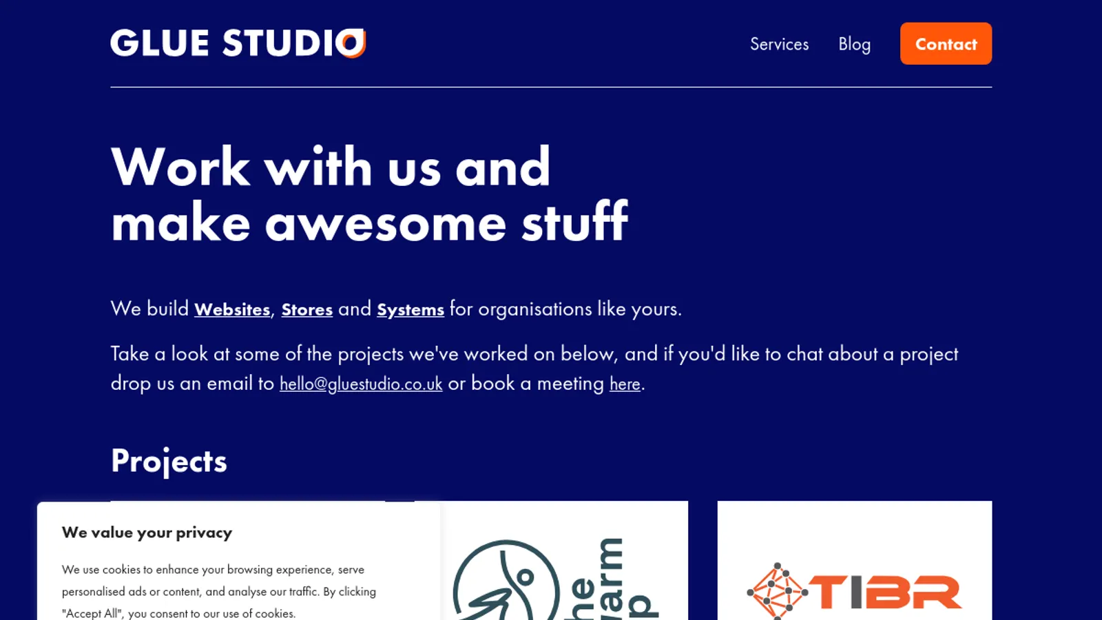 Screenshot of the Glue Digital Studio LTD homepage