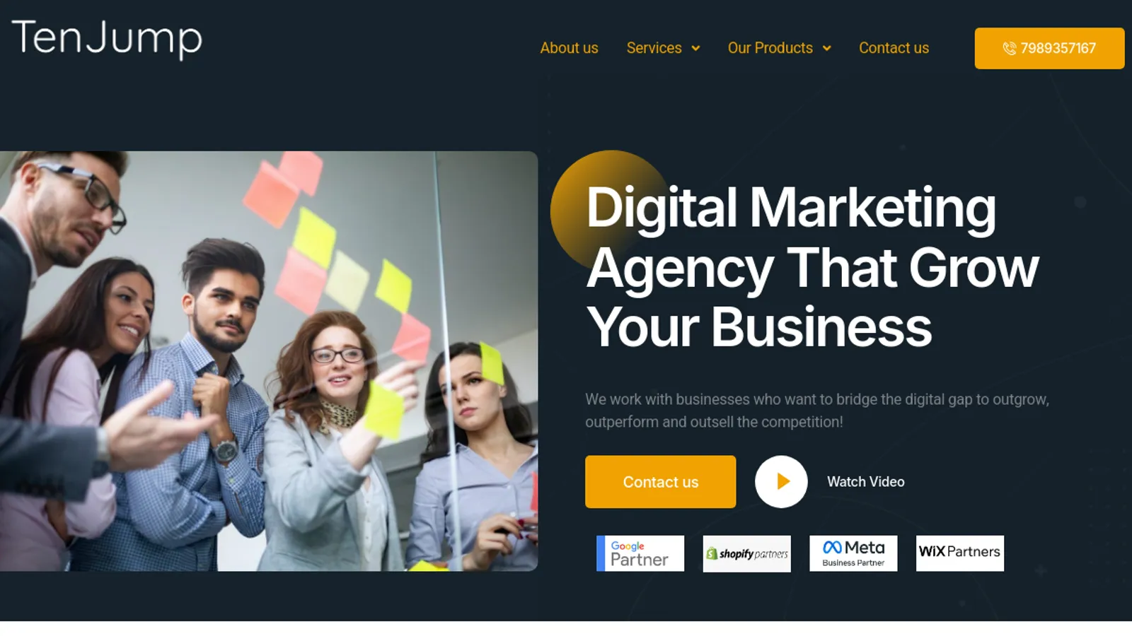 Screenshot of the TenJump eCommerce Services homepage