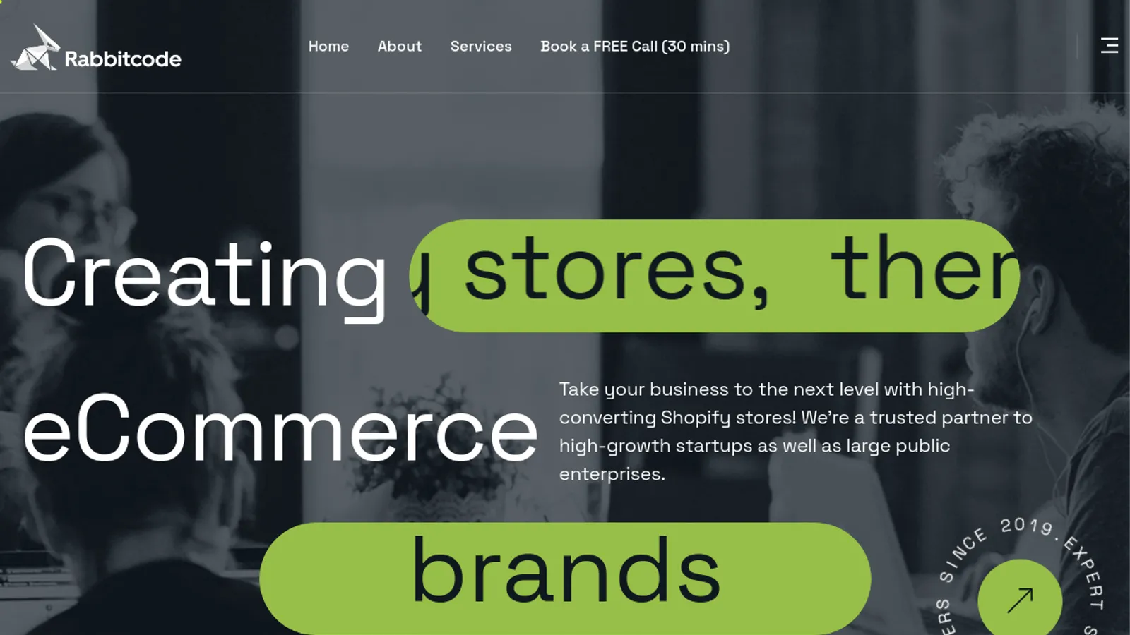 Screenshot of the Rabbitcode homepage