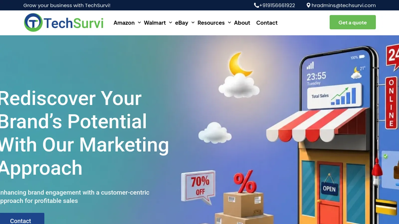 Screenshot of the TechSurvi homepage