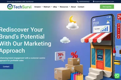 Screenshot of the TechSurvi homepage