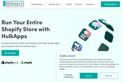Screenshot of the HulkApps.com homepage
