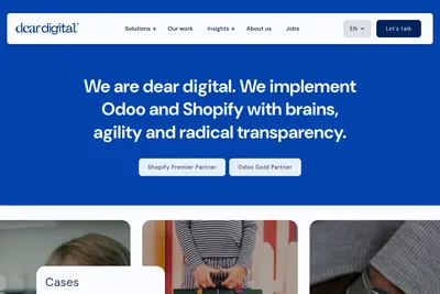 Screenshot of the dear digital homepage