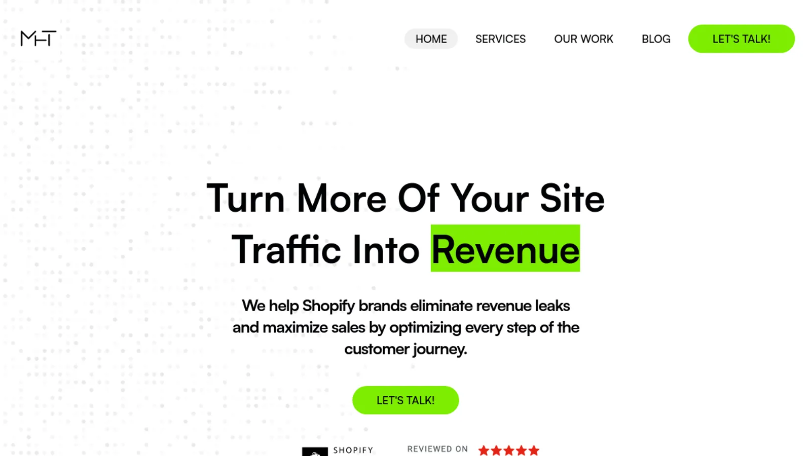 Screenshot of the MHT Media homepage