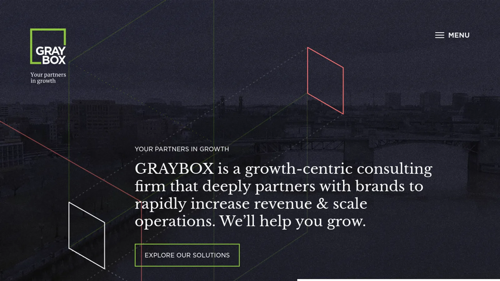 Screenshot of the GRAYBOX homepage