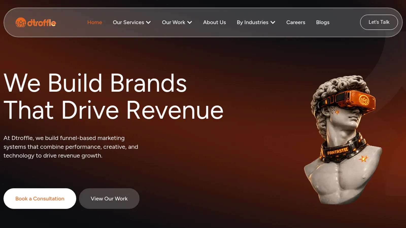 Screenshot of the Dtroffle homepage
