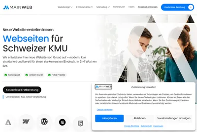 Screenshot of the Mainweb GmbH homepage