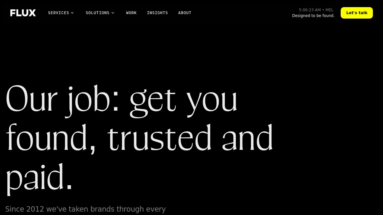 Screenshot of the Flux homepage