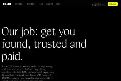 Screenshot of the Flux homepage