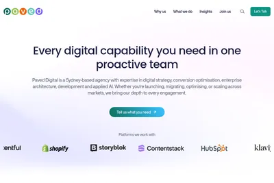 Screenshot of the Paved Digital Pty Ltd homepage