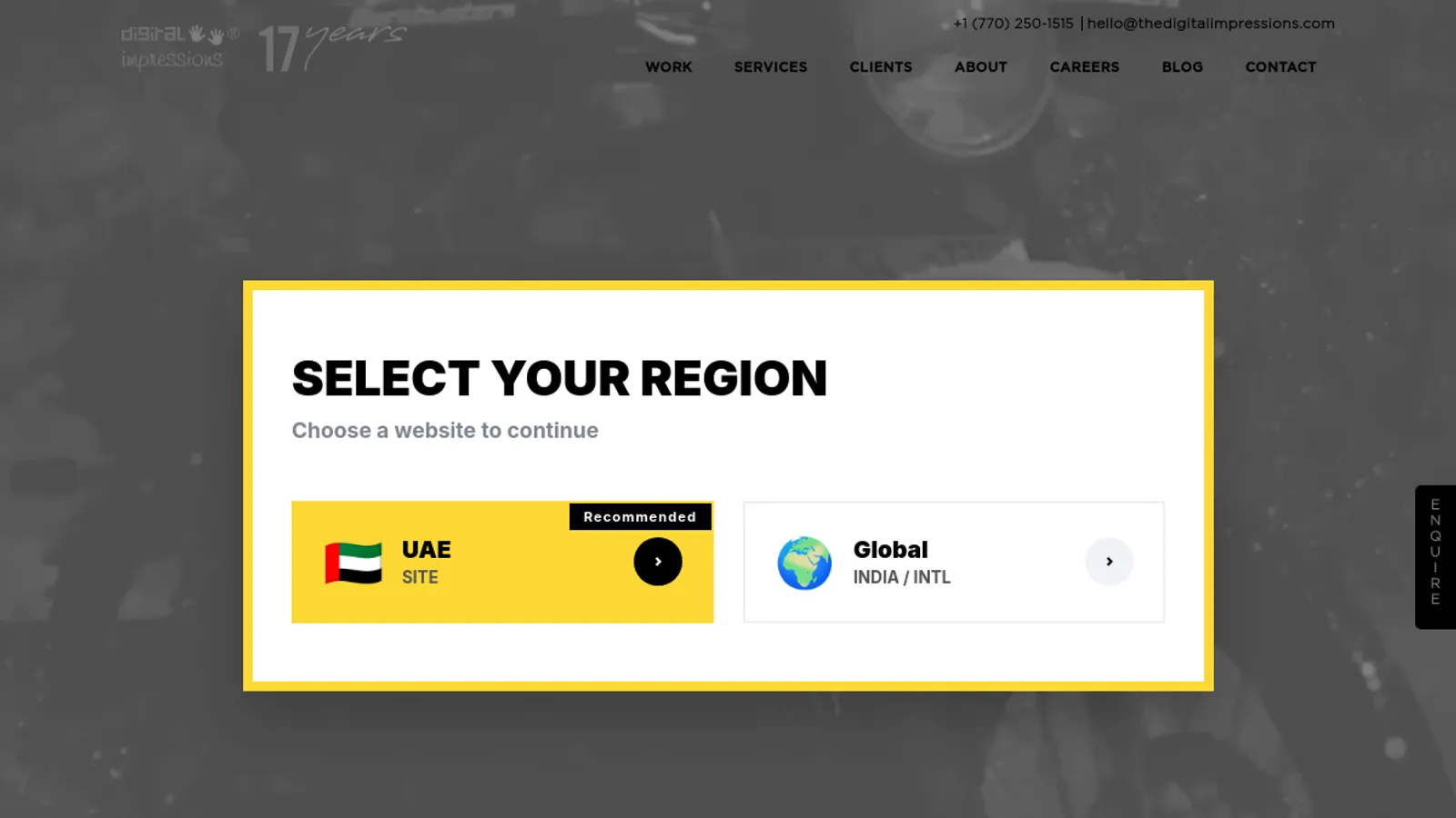 Screenshot of the DIgital Impressions homepage