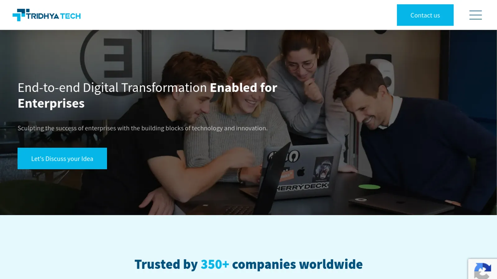 Screenshot of the Tridhya Tech Limited homepage