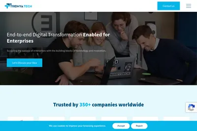 Screenshot of the Tridhya Tech Limited homepage