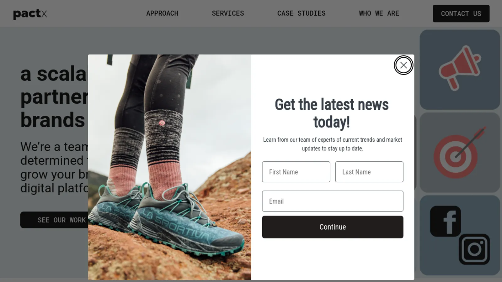 Screenshot of the Pactx, Inc homepage