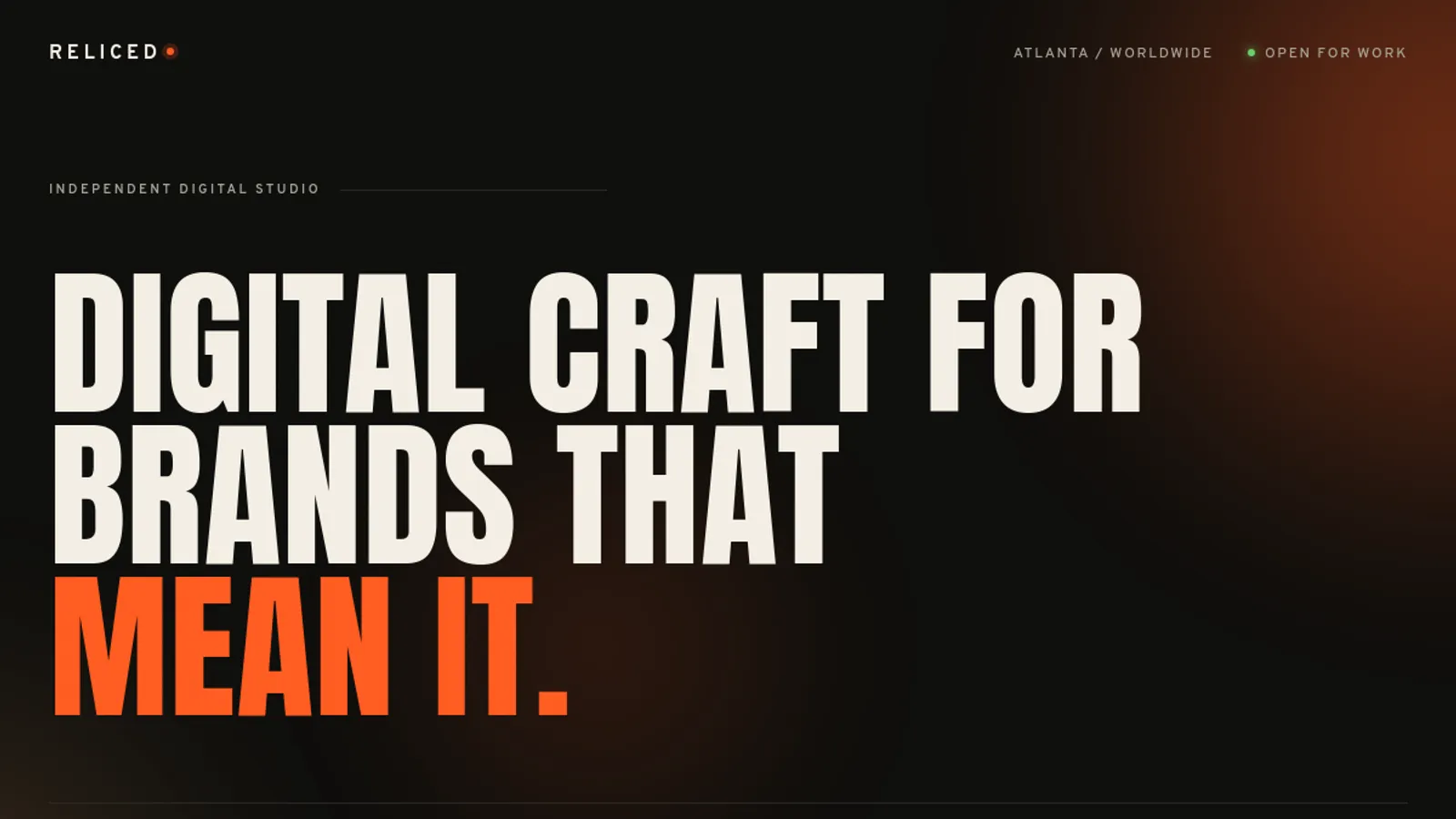 Screenshot of the RELICED Digital homepage