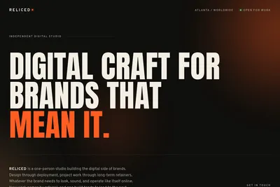 Screenshot of the RELICED Digital homepage
