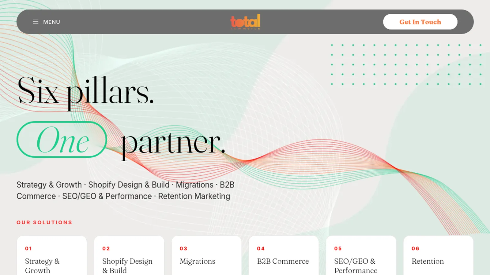 Screenshot of the Total Commerce homepage