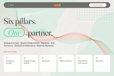 Screenshot of the Total Commerce homepage