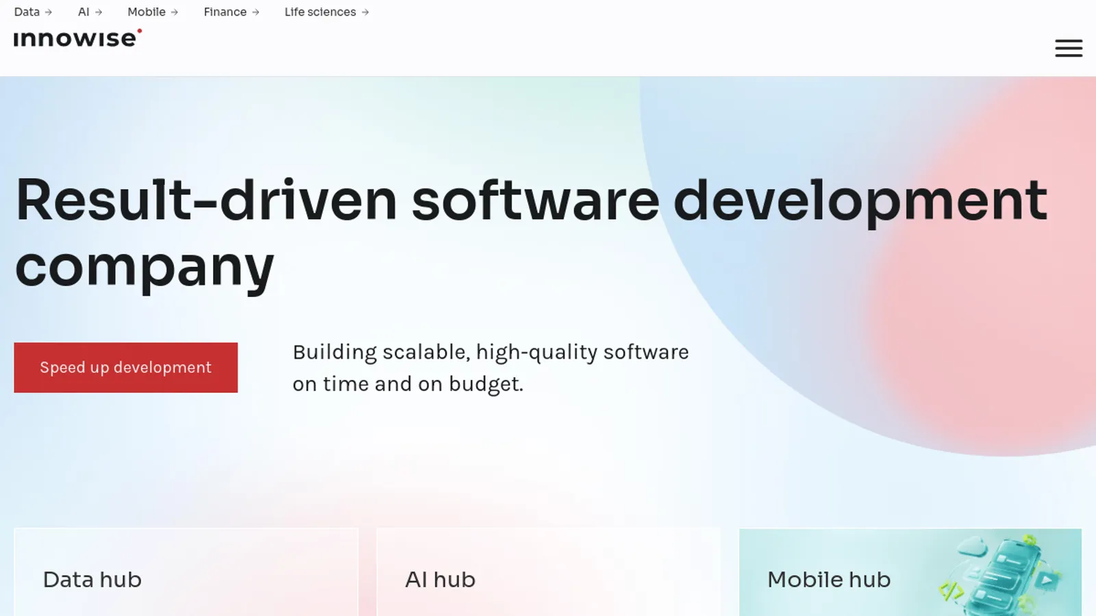 Screenshot of the Innowise homepage