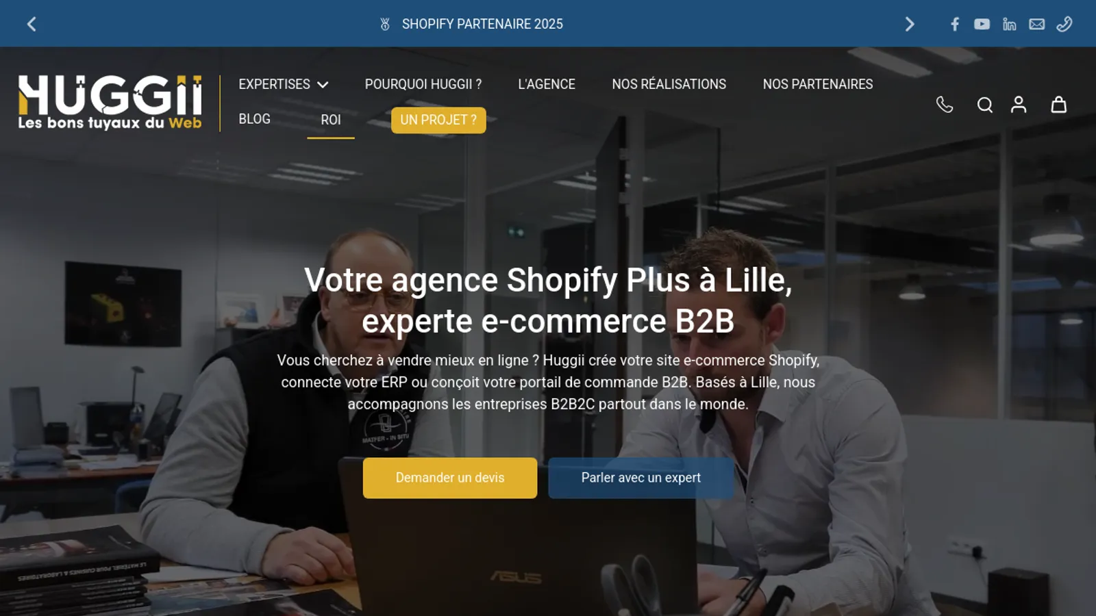 Screenshot of the Huggii homepage