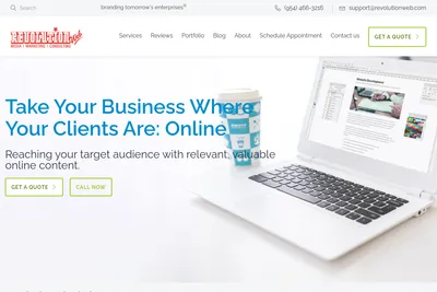 Screenshot of the Revolution Web homepage