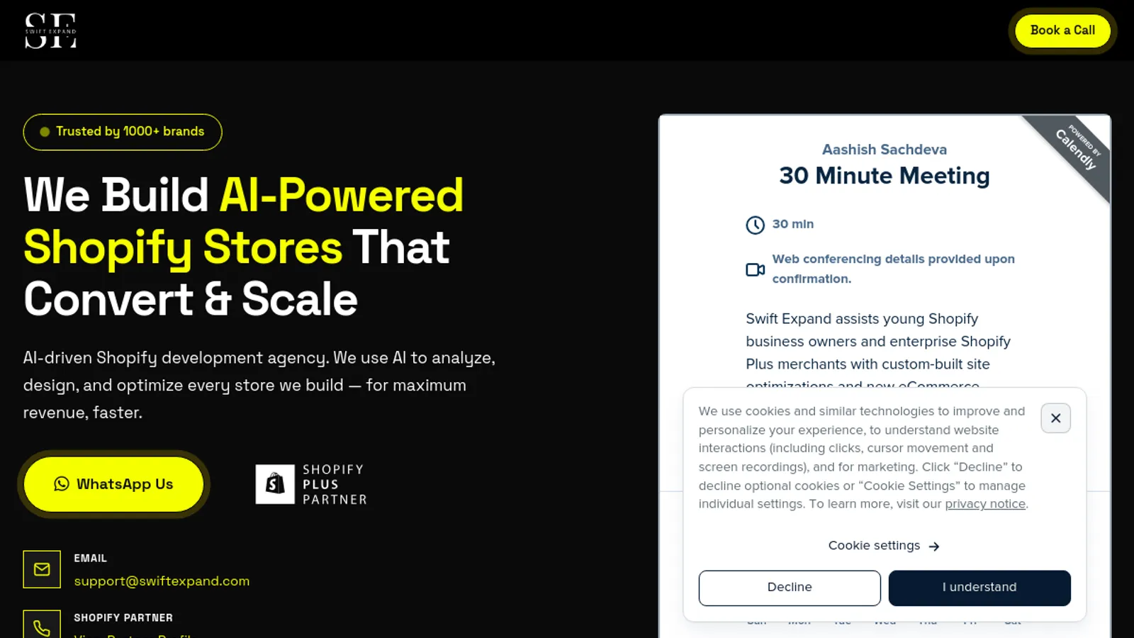 Screenshot of the SWIFT EXPAND homepage