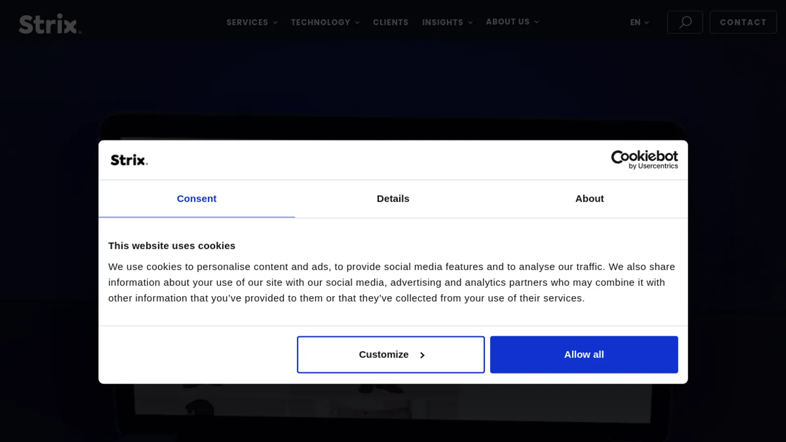 Screenshot of the Strix homepage