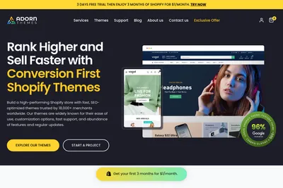 Screenshot of the AdornThemes homepage