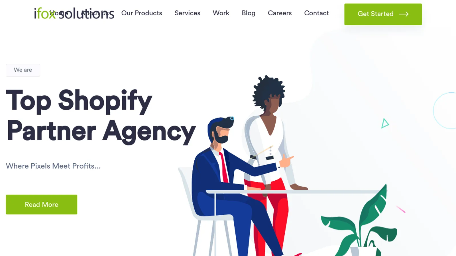 Screenshot of the Ifox Solutions homepage