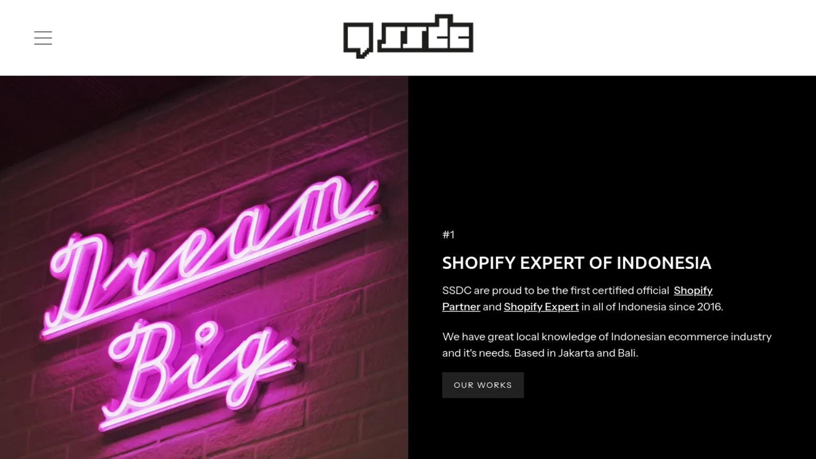 Screenshot of the SSDC homepage