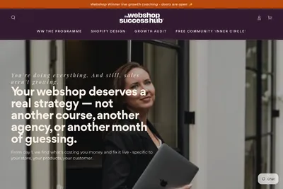 Screenshot of the The Webshop Success Hub homepage