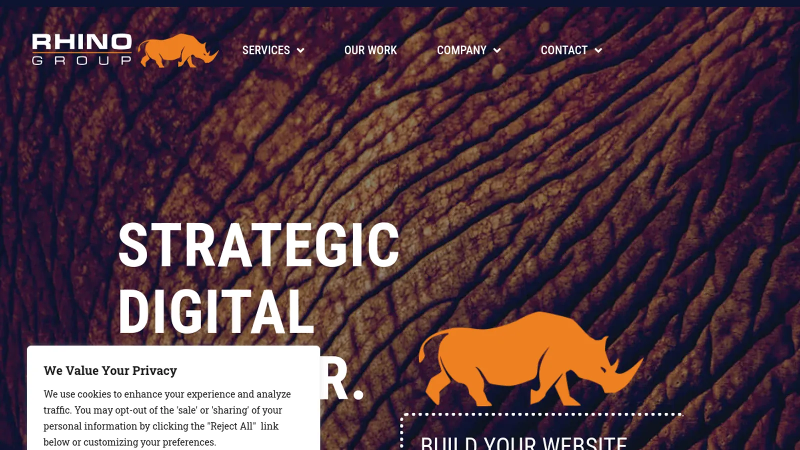 Screenshot of the Rhino Group homepage