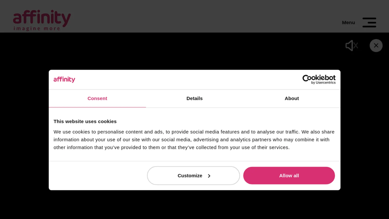 Screenshot of the Affinity Agency homepage