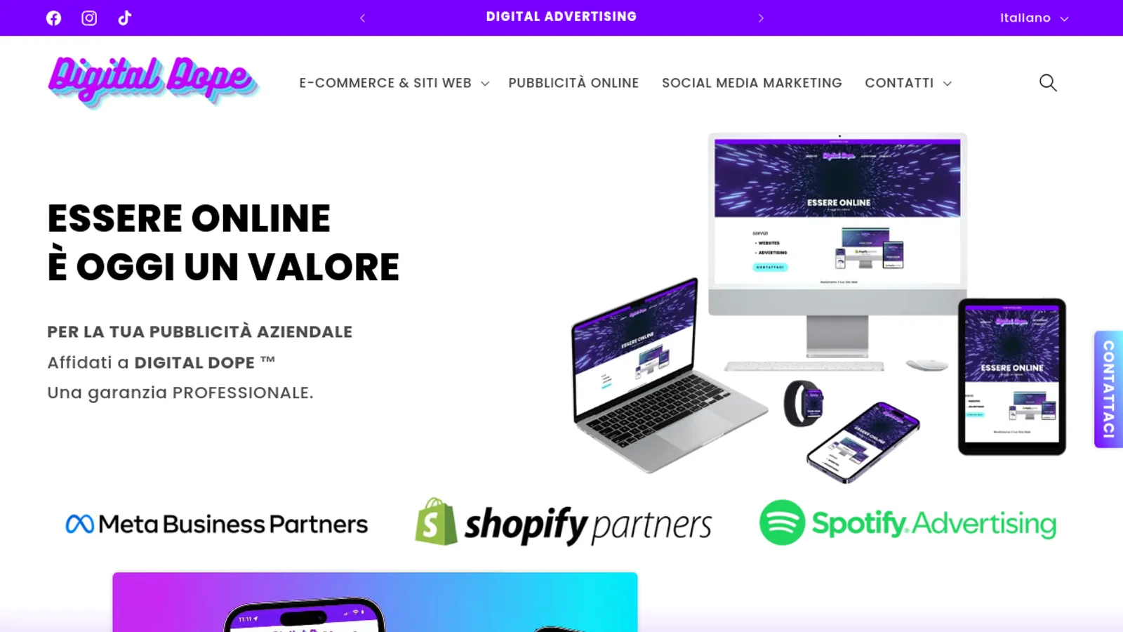 Screenshot of the Digital Dope Italia homepage