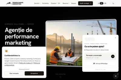 Screenshot of the TRANSYLVANIA MARKETING homepage