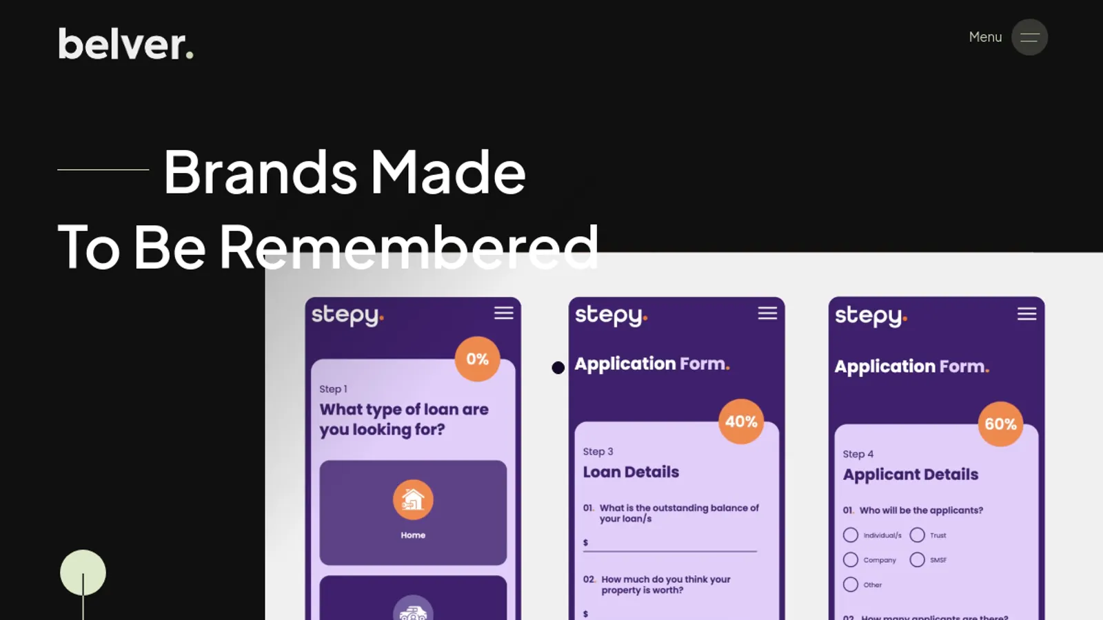 Screenshot of the Belver homepage