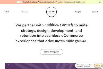Screenshot of the Future Holidays homepage