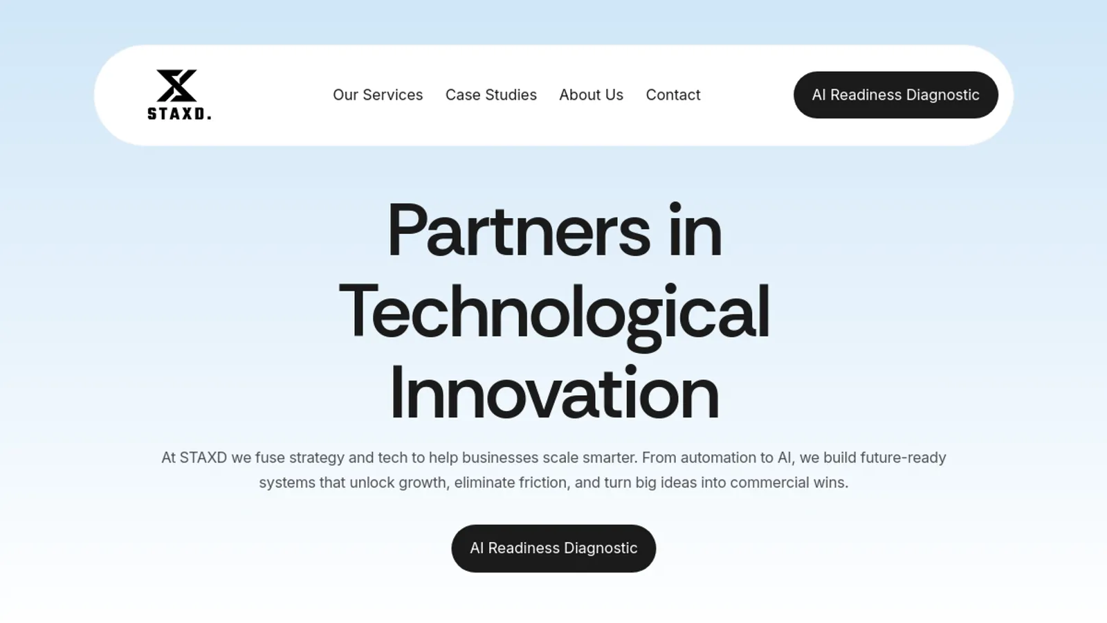 Screenshot of the Staxd Pty ltd homepage