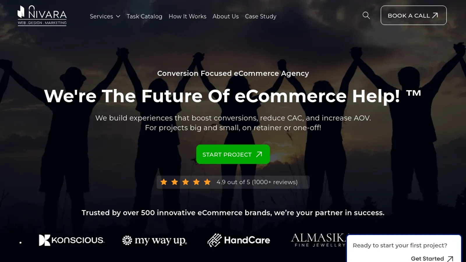 Screenshot of the Nivara Commerce homepage