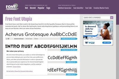 Screenshot of the Font Squirrel homepage