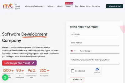 Screenshot of the My Virtual Teams Pvt. Ltd. homepage