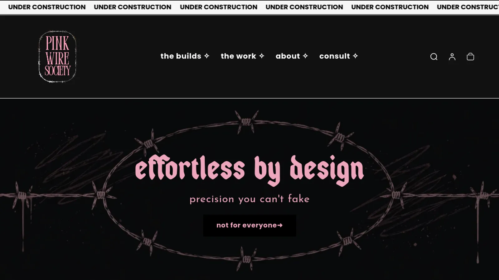 Screenshot of the Pink Wire Society homepage