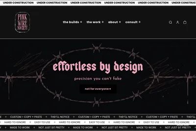 Screenshot of the Pink Wire Society homepage