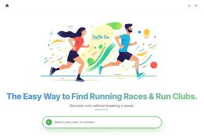 Screenshot of the Find The Run homepage